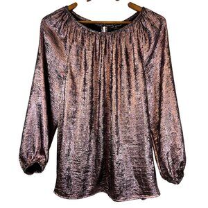 Lane Bryant Womens Metallic Blouse Size 14/16 Shimmer Long Sleeve Top Glam
